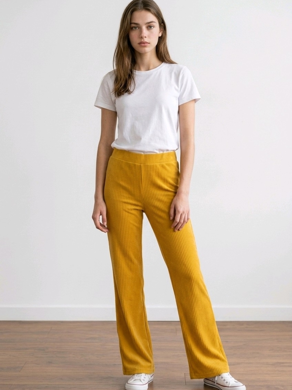 NWT Girl's Thereabouts Golden Triumph Mustard Velour Ribbed Pants Sz L 14